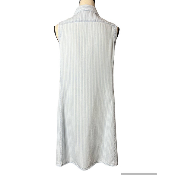 Velvet Heart Dress in Pale Blue w/White Stripes Button-up Sleeveless Size Medium - Picture 3 of 5